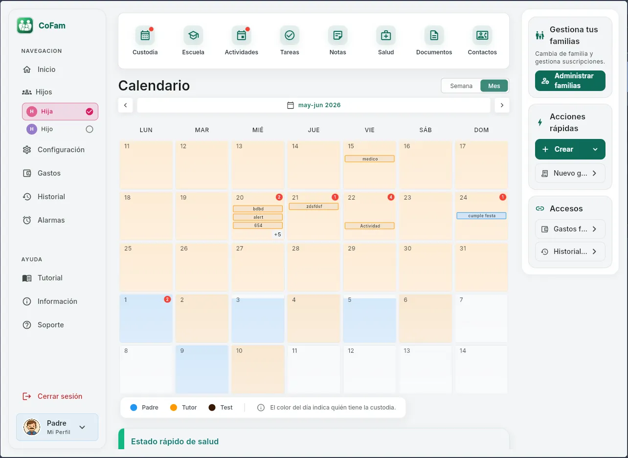 Agenda mensual de Cofam